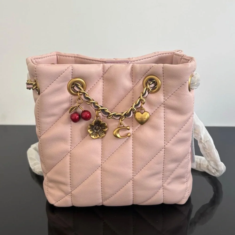 Coach Pink Quilted Crossbody with Charm Chain